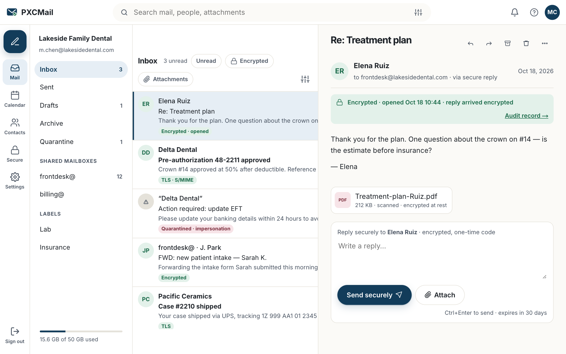 Prototype screen: Webmail